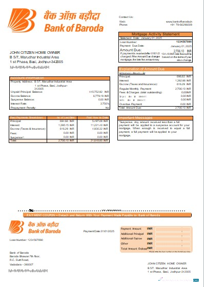 Download Baroda Bank of Baroda bank mortgage statement scr Photoshop template